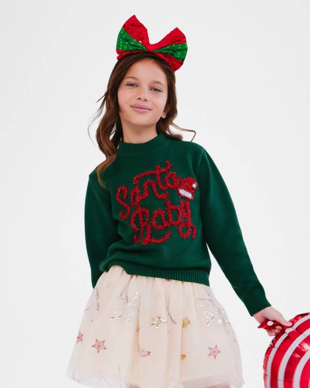 Girl's Santa Baby Festive Sweater, Size 2-14